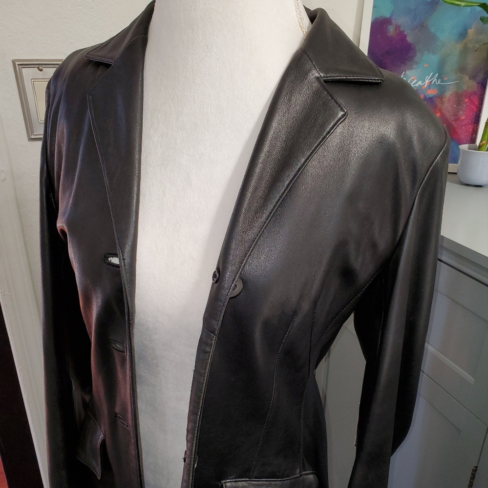 Kasper Vintage 90s blazer style leather jacket size medium